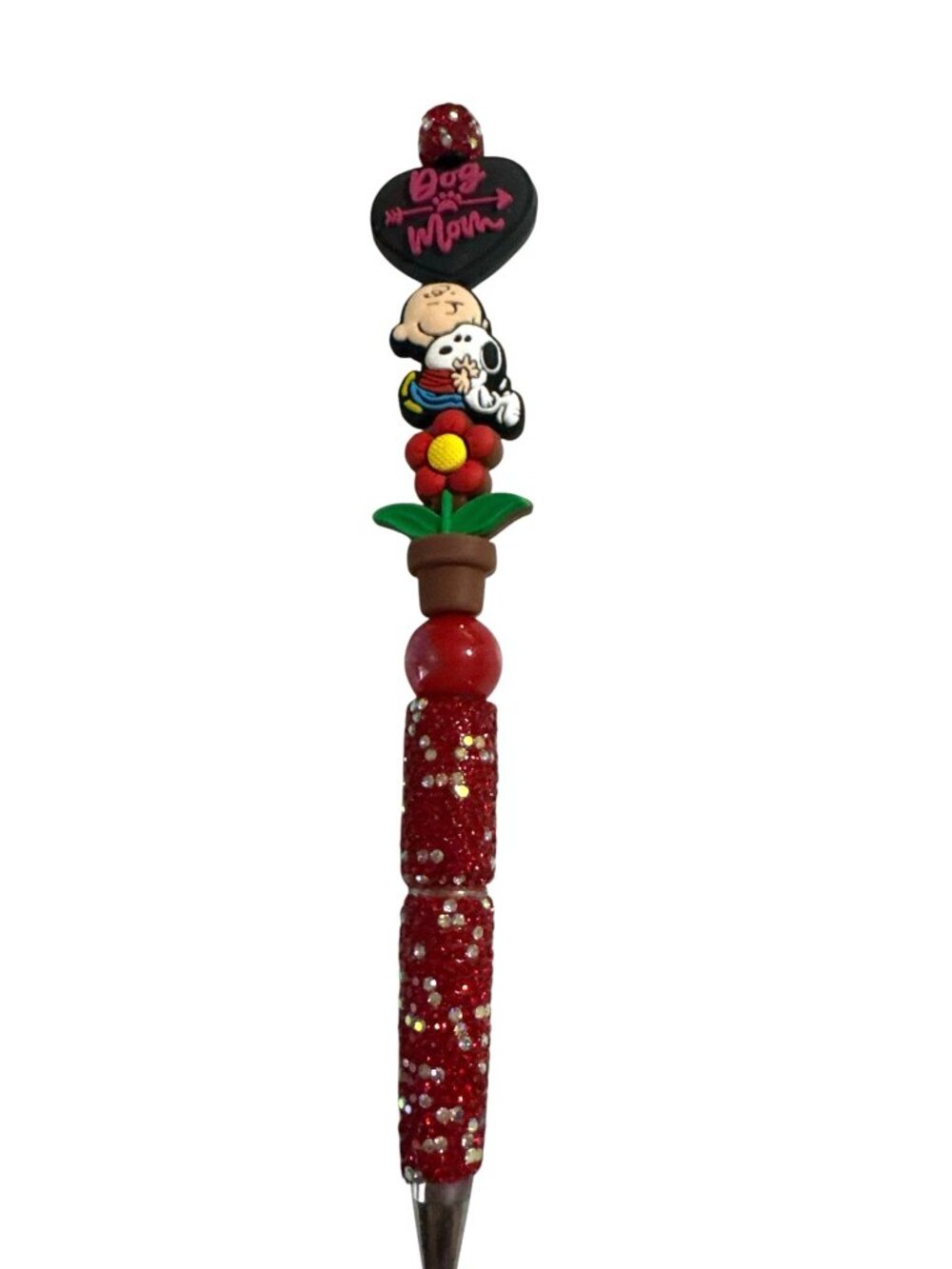 Mother's Day Glitter Pen with Snoopy & Flower Topper Handmade